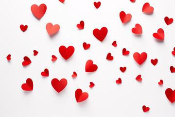 Red hearts on white background. Valentine's Day card.