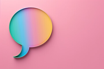 Speech bubble on a pink pastel background 