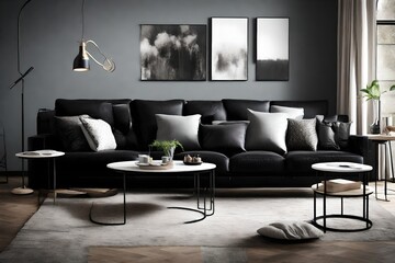black sofa setting