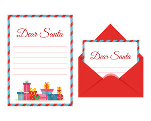 Fototapeta na wymiar Letter template to Santa Claus. Vector illustration.