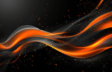 Abstract blackground orange curve with modern line and shape