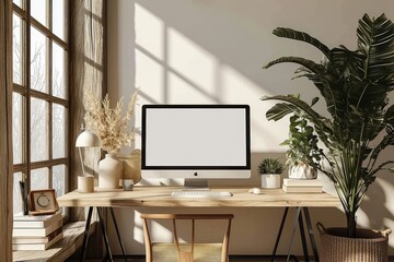 Timeless Elegance Desktop Branding Mockup with a Blank Screen
