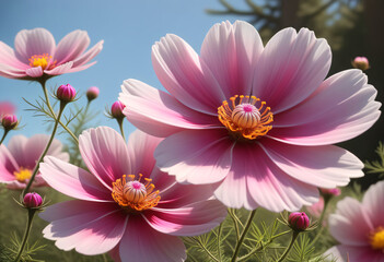 pink cosmos flower garden
