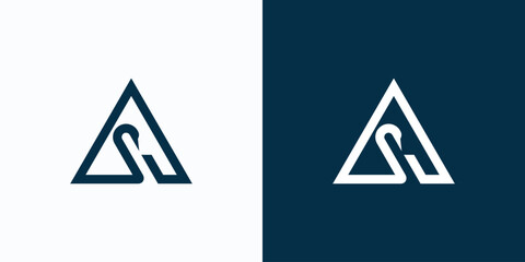 Triangle line vector logo design with letter S as swan shape - obrazy, fototapety, plakaty