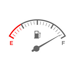 The concept of a fuel indicator, gas meter. Fuel sensor. Car dashboard. Vector illustration on white background - obrazy, fototapety, plakaty