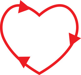 Red heart icons, Love Heart Symbol, concept of love, Heart, heartbeat, silhouettes, romance or valentine's day red vector, Symbol cardiogram heart logo in linear style. Uneven, rough, textured edge.