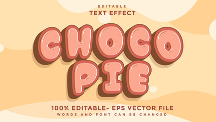 3d MInimal Word Choco Pie Editable Text Effect Design, Effect Saved In Graphic Style