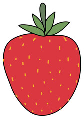 Hand drawn strawberry illustration on transparent background.
