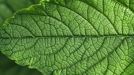 Obraz premium Generative AI, macro texture of green leaf veins, green foliage texture, ecology background