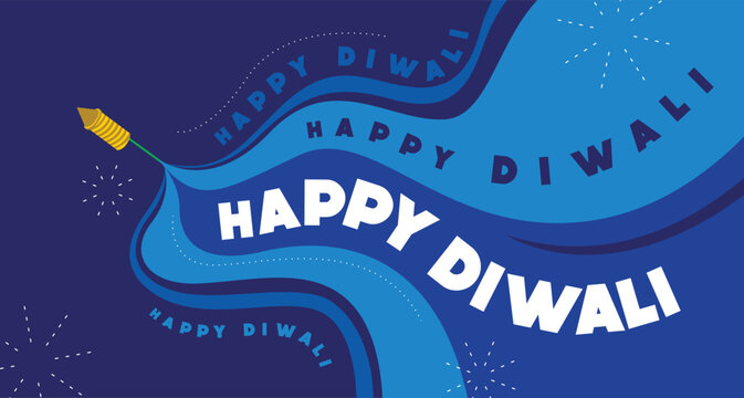 Happy Diwali with typography, holiday Background, Diwali celebration greeting card, vector illustration design