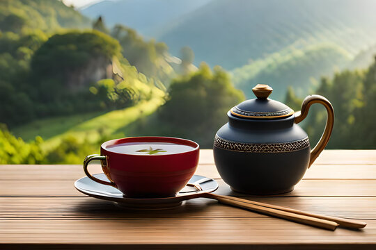 asian tea , healthy infusion and zen ambiance , nature background