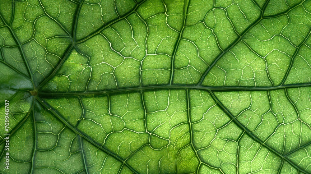 Wall mural Generative AI, macro texture of green leaf veins, green foliage texture, ecology background