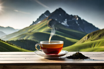 asian tea , healthy infusion and zen ambiance , nature background - obrazy, fototapety, plakaty