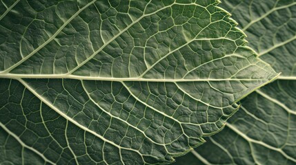 Fototapeta premium Generative AI, macro texture of green leaf veins, green foliage texture, ecology background