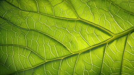 Generative AI, macro texture of green leaf veins, green foliage texture, ecology background