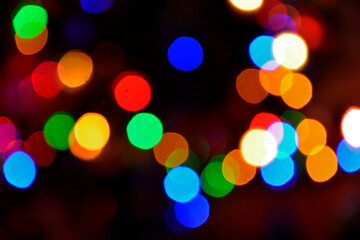 kolorowe światełka na czarnym tle, blurry lights, rainbow confettis on a black background, colorfullights, colorful cirkle lights
