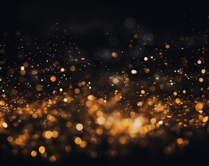 Luxurious Gold Sparkle Wave: Shiny Glitter on Black Background for a Magical and Opulent Visual Experience