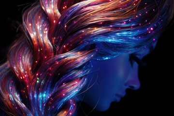 Obraz premium abstract neon glitter lines background 