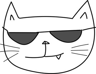 Cute cartoon cat illustration on transparent background.
