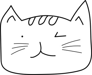 Cute cartoon cat illustration on transparent background.
