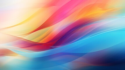 Light transparent colorful curvy abstract wallpaper with waves. Drapery abstract background, flow of colorful fabric, tissue or smoke. Aquamarine, yellow, red and orange, soft and dreamy atmosphere - obrazy, fototapety, plakaty