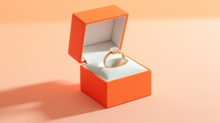 an isolated, vibrant ring within a chic box against a clean, white surface.