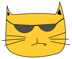 Cute cartoon cat illustration on transparent background.
