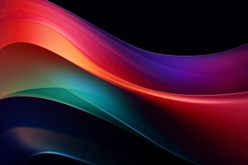 Abstract sharp orange, green, purple and red waves pattern wallpapers, in the style of organic and flowing forms, concept of minimalism, shadows, dark background