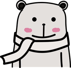 Cute cartoon bear illustration on transparent background.
