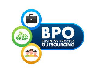 Business Process Outsourcing Concept Illustration with Gears and Teamwork Icons