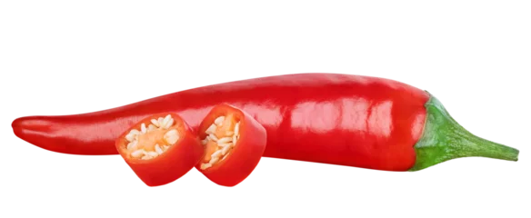 Fotobehang Chili Pepers Spicy Chili pepper isolated on white or transparent background. Hot red chilli pepper.  © Olesia