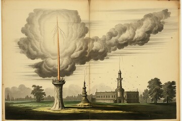 Lightning protection invention from the 18th century. Generative AI - obrazy, fototapety, plakaty