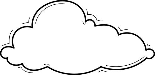 Hand drawn cloud illustration on transparent background.
