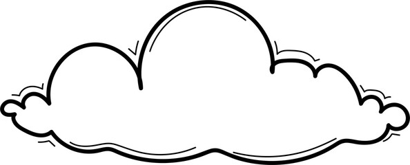 Hand drawn cloud illustration on transparent background.
