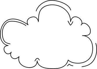 Hand drawn cloud illustration on transparent background.
