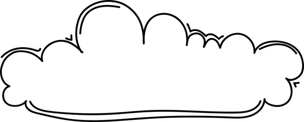 Hand drawn cloud illustration on transparent background.

