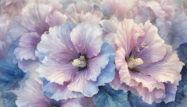 Piękne, pastelowe Malwy, Dekoracja, tapeta. Generative AI