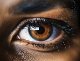 Close up of brown man eye - Powered by Adobe