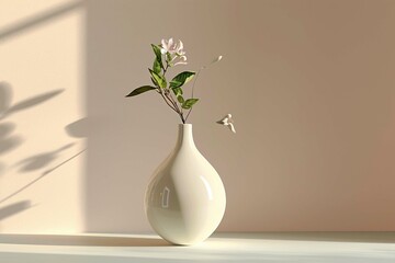 Create a minimalistic abstract surrealistic vase, photorealistic, romantic style