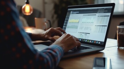 Businessman using laptop to fill out online tax return.Generative AI - obrazy, fototapety, plakaty