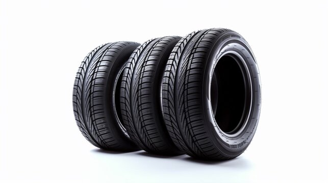 Car tires isolated on white background.Generative AI