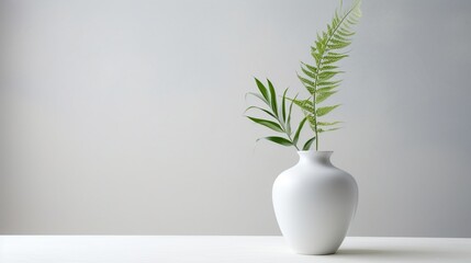 the beauty of a potted plant in an elegant vase set against a pristine white canvas.
