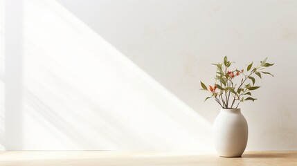 the beauty of a potted plant in an elegant vase set against a pristine white canvas.