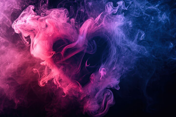 heart made of colourful smoke on a black 