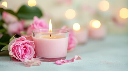 pink roses aroma scented  candles 