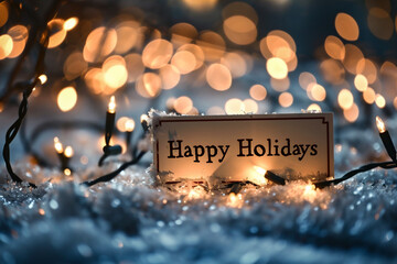 Happy Holidays greeting card. Christmas and New Year background. Selective focus.