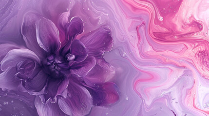 Fototapeta premium Ultra Violet and Blooming Dahlia colours marble background
