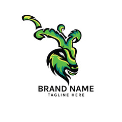 Markhor mascot logo design template 
