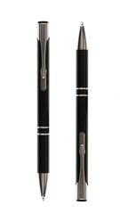 Stylish black ballpoint pen, isolated on a transparent background. Business, education and communication concept. PNG