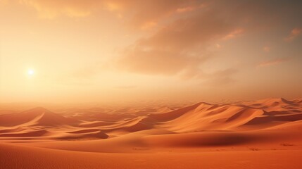 Fototapeta na wymiar the endless dunes meet the horizon under the golden glow of the sun.